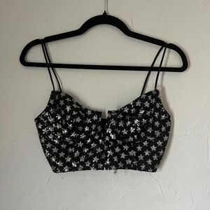 Anthropologie NWT Black Sequin Star The Eve Bralette S Disco Cowgirl Festival